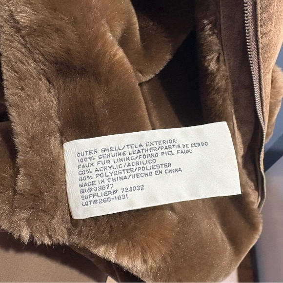 St. John's Bay Women’s Vintage Washable Suede Coat Faux Fur Lined Coat - Picture 7 of 14